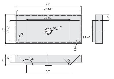 Washroom Bathroom Sink Handcrafted 16 Gauge Stainless Steel Material