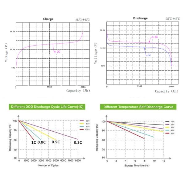 Rechargeable 12V 300Ah 3840Wh RV LiFePO4 Battery Solar Power Supply