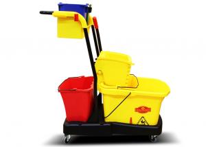 Cheap Multifunctional Yellow Plastic Hotel Cleaning Equipment With Mop Bucket / Press Wringer wholesale