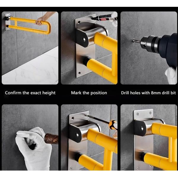 ABS Nylon Bathroom Hand Rails Safety Handicap Toilet Bars Easy Installation