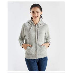 Unisex long sleeve winter rib cuff zipper up hoodies