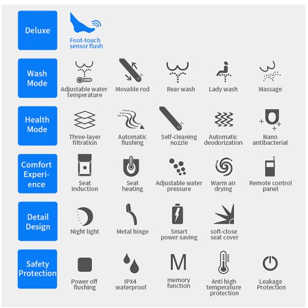 Multifunction Bathroom Smart Toilet , Concealed Tank Electric Bidet Toilet