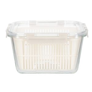 1800ml Rectangular Glass Food Container with Detachable Silicone Lid