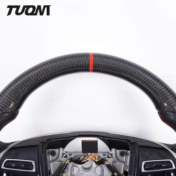 350mm Customized Black Sports Cadillac Steering Wheel Carbon Fiber Leather