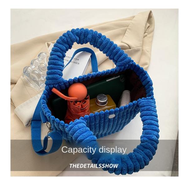 Factory Price Corduroy Women's Bag New Handbags Niche Versatile Bucket Shoulder Bags Female Nylon Button Crossbody Bags