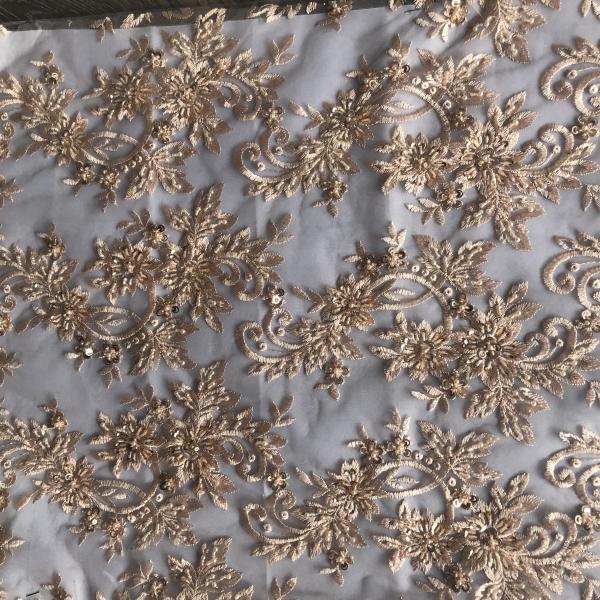 Easily Customizable Luxury 3D Beaded Embroidery Lace Fabric New Design Lace for Party Dance Dress Women's Dress