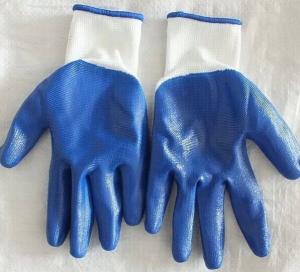 Cheap 13G nylon glove with Super Quality Nitrile plam dipped Nylon Working Glove/Safety glove wholesale