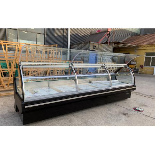 Stainless Steel Double Door Fridge Freezer With Lift-Up Front Curved Glass Door