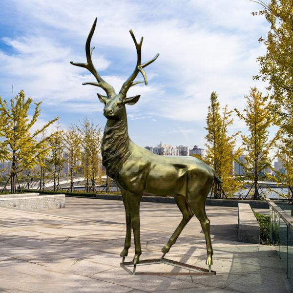 Outdoor Life Size Cast Bronze Elk Statues For Yard Decoration