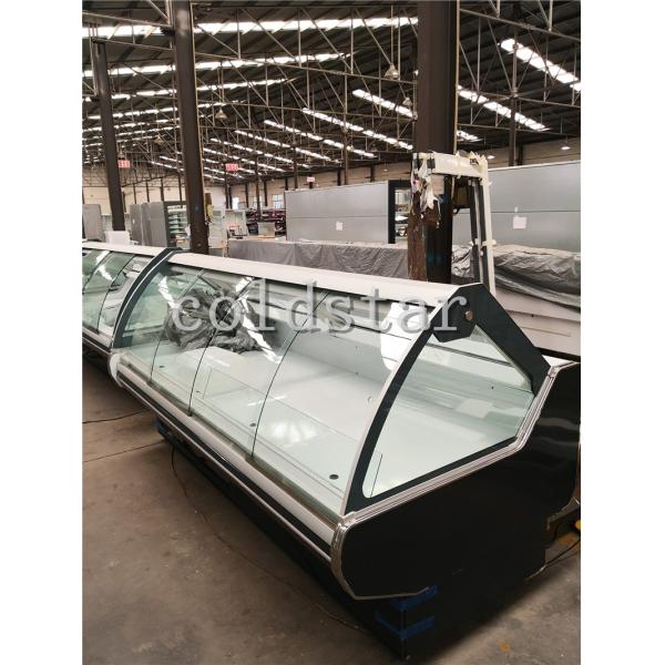 Deli curved display refrigerator showcase 2m to 4m with lifing door/sliding glass door