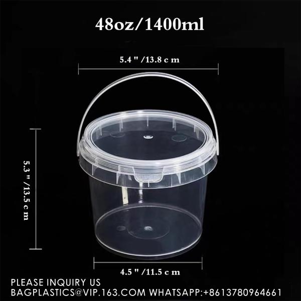 2L Ice Cream Bucket Reusable Ice Cream Freezer Storage Containers With Lids Transparent Tub For Homemade