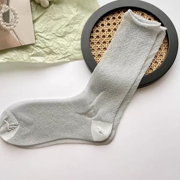 Ladies' Fashion Shiny Gold Silver metallic Yarn Socks Trendy Glittery Slouch Socks