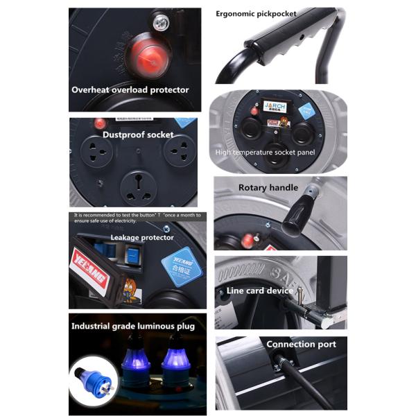 Waterproof Retractable Hose Reel , Cable Reel Drum For Industrial Equipment