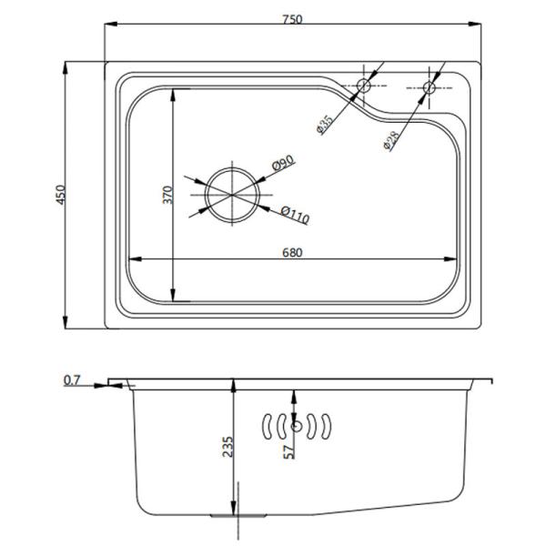 Insert Kitchen Sink Stainless Steel 304 Handmade Chrome Color