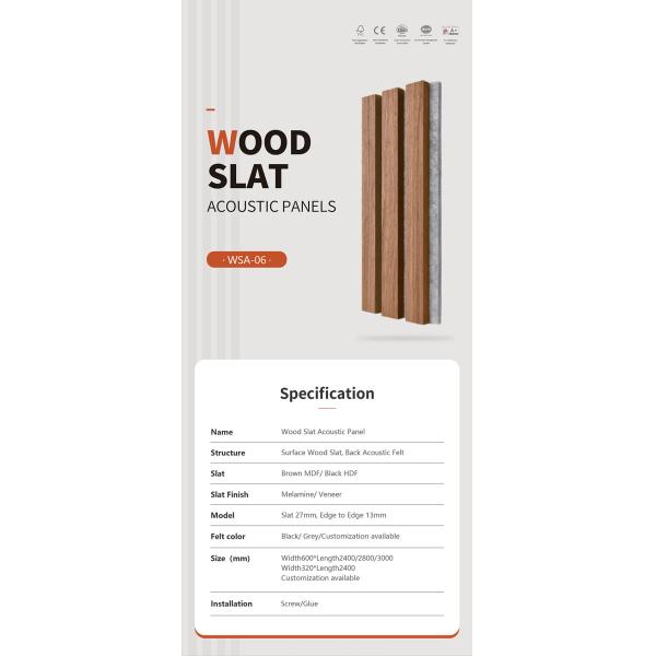 Sound Proof Walnut Acoustic Wood Slat Panels Eco Friendly Engineered Veneer Finish