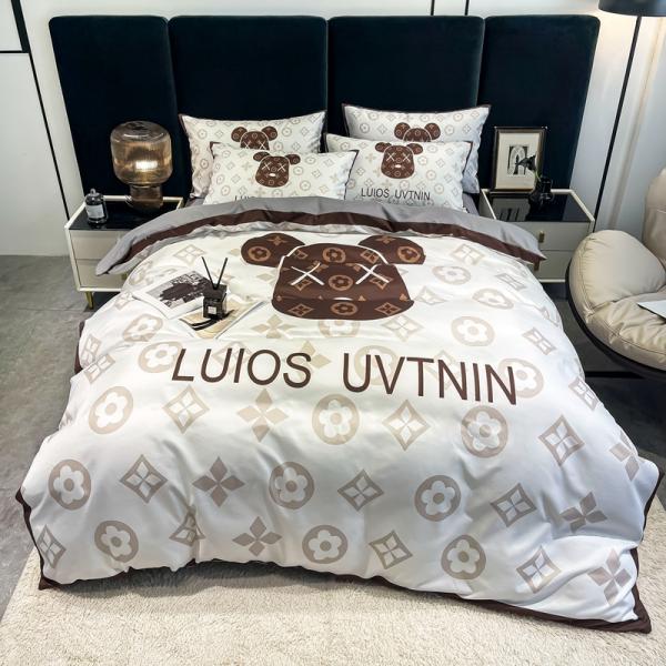 50 Fabric Count Brushed Cotton 4-In-1 Bedding Set White King Size Duvet Cover Bed Sheet