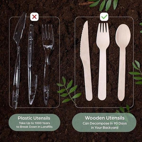 Eco Life Wooden Cutlery Biodegradable Wooden Cutlery Set Kitchen Wooden Travel Cutlery Set