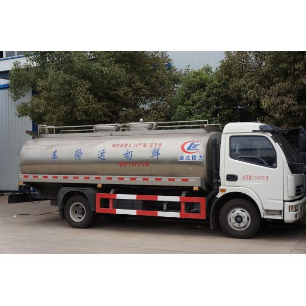 304 Stainless Steel Tanker Trailers , Dongfeng 8cbm Fresh Milk Delivery Tanker Truck