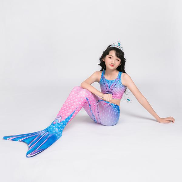 Colorful Unicorn Mermaid Tails for Swimming Princess Bikini Bathing Suit Children's Day for 3-12Y