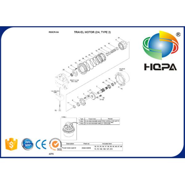 XKAH-00838 XKAH00838 Travel Motor Seal Kit for Hyundai R55-7 R60-7 R60CR-9A