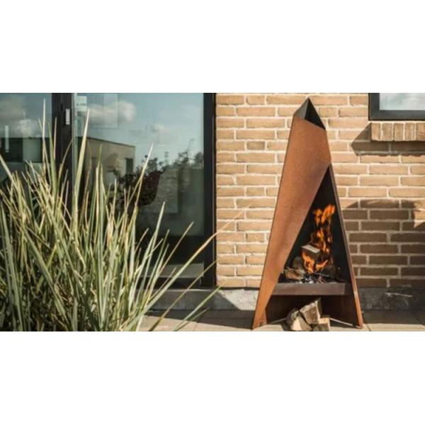 1500mm High Corten Steel Outdoor Fireplace