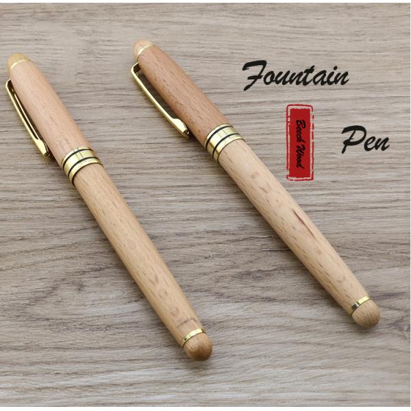 Eco Friendly Beech Wood Fountain Pen Brass Accessories For Business Gifts Friends