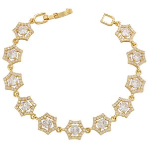 Cheap Micro 18k Gold Charm Bracelet Jewelry Zircon Geometric Heart Shaped Diamond Bracelet wholesale