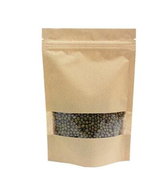 Zipper Custom Printing Heat Sealing Kraft Paper Bags With Window For Tea