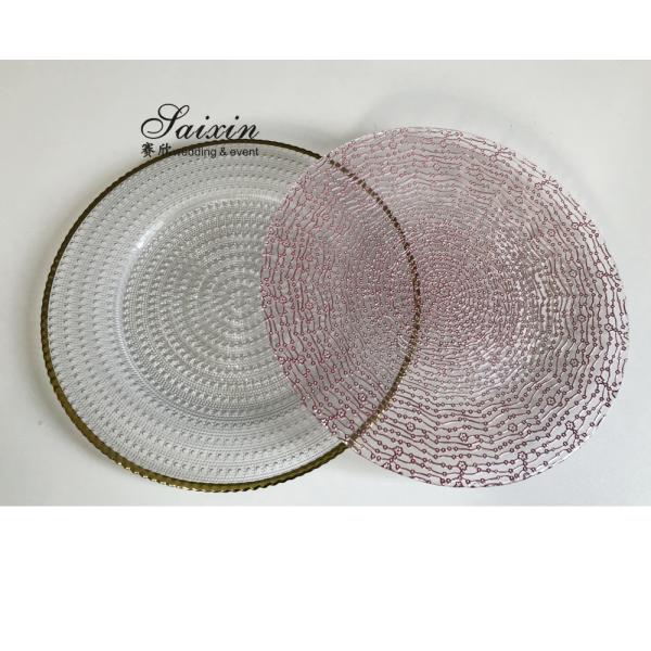 Luxury Black Charger Plates Wedding Tableware Rhomboid Glass 32cm