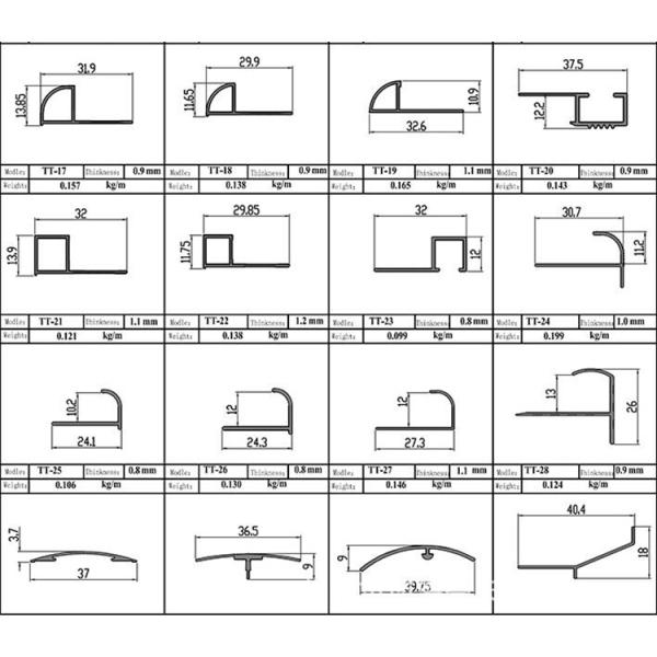 Corner Aluminium Tile Edging Strip Rectangle Wall Decoration Protection