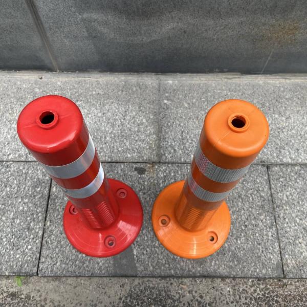 Traffic Safety 50cm Red Orange Pu Reflective Delineator Pole Flexible Road Bollard Delineator Post Spring Warning Post