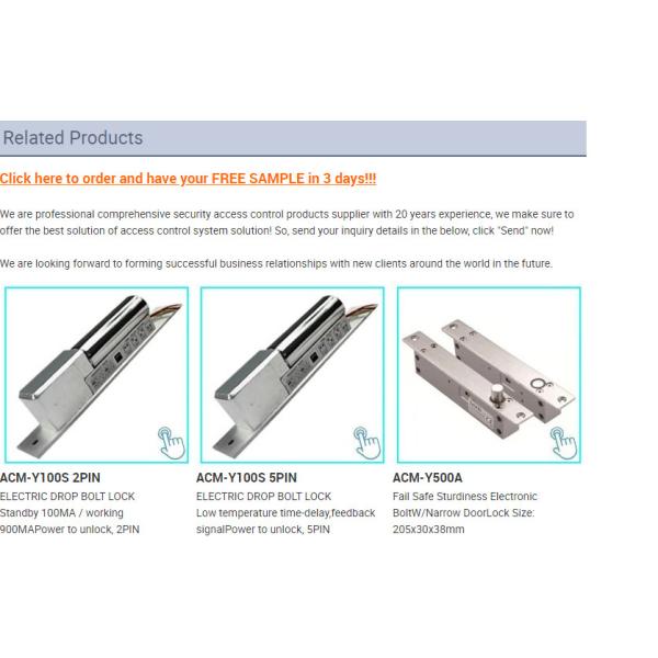 Aluminium Hook Automatic Electric Drop Bolt Frameless Glass Door Locks