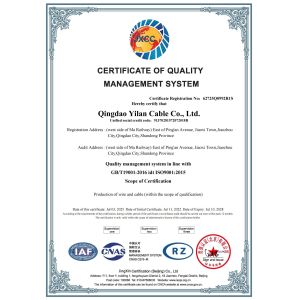 Qingdao Yilan Cable Co., Ltd. Certifications