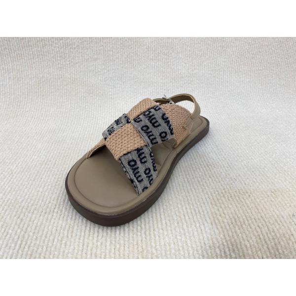Khaki Weave Flat Open Toe Flip Flops Womens With Buckles In Summer