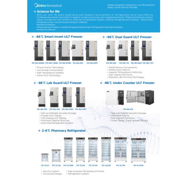 MD-25L518 Coated Steel Internal Material Biomedical Upright Freezer 518L With Direct Cooling Feature