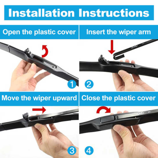 Hybrid U-Hook Windshield Wiper Blade for Korean Japanese Cars Fits Toyota Corolla Honda Jazz Nissan