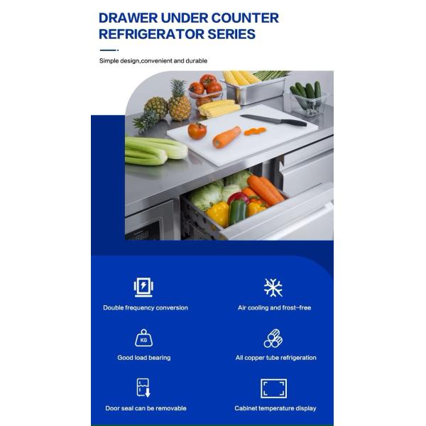 Commercial Stainless Steel Drawer Refrigerator With 4 Drawers Single-Temperature and Imported Slideway