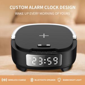 Cheap Multifunctional Alarm Clock Phone Charger Bluetooth Speaker 15W With Night Light wholesale