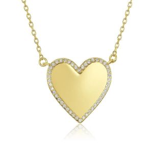 Cheap White CZ Heart Necklace 16&quot; Personalised Love Heart Necklace wholesale
