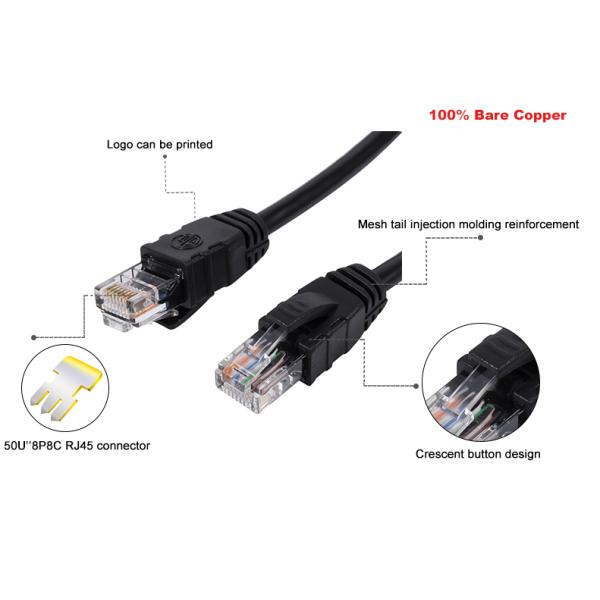 26awg Black UTP Cat5e Network Cable Patch Cord 4 Pairs Cat5e LAN Cable