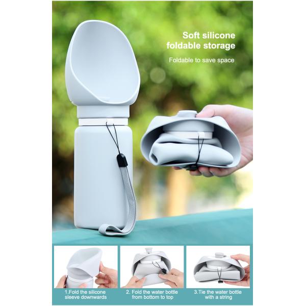 Outdoor 550ml 19oz Dog Water Bottle Dispenser White Collapsible Dog Water Feeder