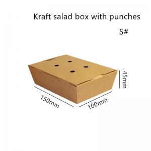 China Salad Kraft Paper Take Away Box Microwavable Disposable With Punches on sale