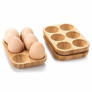 Cheap Wood Egg Durable Bamboo Tray Set With 6 Holes wholesale