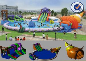 China PVC Inflatable 30M Pool Inflatable Water Parks Huge Slide For Summer on sale