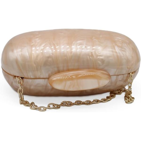 Acrylic Evening Clutch Bag for Women Shell Shape Shoulder Crossbody Bag Glitter Marble Purse Handbag