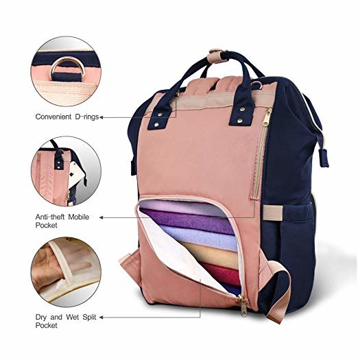 Large Modern Trendy Mummy Diaper Bag Backpack Style With Insulated Pockets