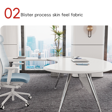 White Snow Mountain Table And Metal Feet , Staff Executive Modern Office Workstation Desk Support customization