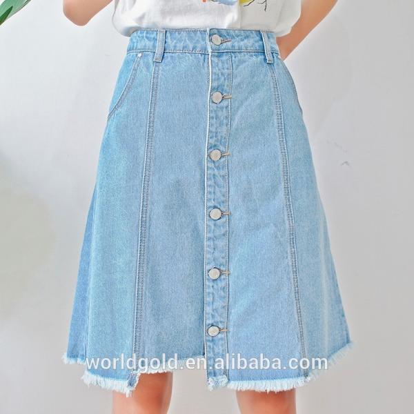 Blue Color Women Denim Dungaree Dress With Frayed Hem OEM Service