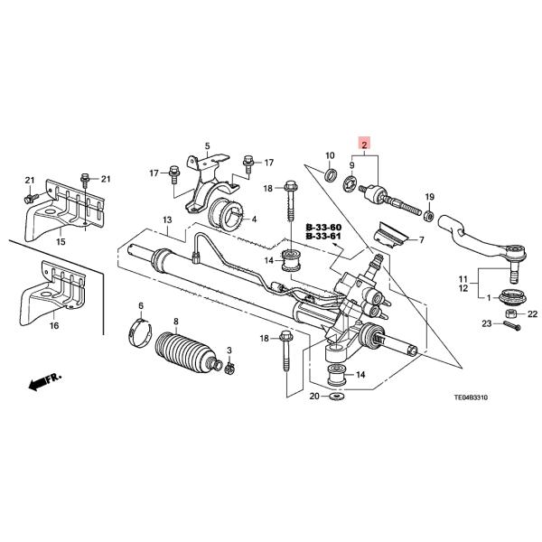 53010 TA0 A01 Rack Front Inner Tie Rod End For Honda Accord Sedan Wagon 2.0L 2.4L 2008-