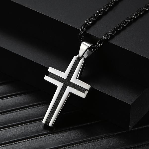Special Design Cross Pendant Necklace for Men's Stainless Steel Christian Jewelry